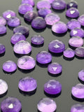 7Pcs / 10 Pcs Natural Amethyst Rose Cut Cabochons, Loose Gemstones, Rosecut Ring Stone, Amethyst Rosecuts, 6mm - 10mm