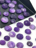 7Pcs / 10 Pcs Natural Amethyst Rose Cut Cabochons, Loose Gemstones, Rosecut Ring Stone, Amethyst Rosecuts, 6mm - 10mm