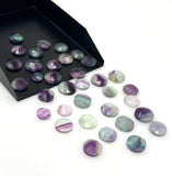 10 Pcs / 11 Pcs Natural Fluorite Rose Cut Cabochons, Loose Gemstones, Fluorite Ring Stones Rosecuts, 6.5mm - 10mm