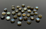 10Pcs / 14 Pcs Natural Labradorite Rose Cut Cabochons, Loose Gemstones, Labradorite Rosecuts, Hexagon Shape Ring Stones, 7mm - 8.5mm