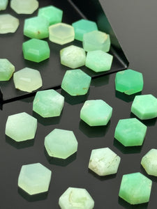 11 Pcs Natural Chrysoprase Rosecut Cabochons, Loose Gemstones, Chrysoprase Rose Cuts, Ring Stones, 8mm - 8.5mm