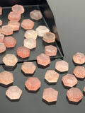 5 Pcs Strawberry Quartz Rosecut Cabochons, Loose Gemstones, Strawberry Quartz Rose Cuts, Ring Stones, 8mm - 8.5mm