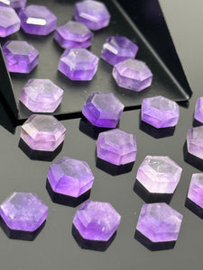 11 Pcs Natural Amethyst Rose Cut Cabochons, Loose Gemstones, Rosecut Ring Stone, Amethyst Rosecuts, 8mm - 8.5mm